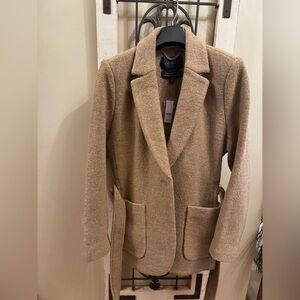 J. Crew Camille Italian Boiled Wool Single Breasted Wrap Coat camel tan
